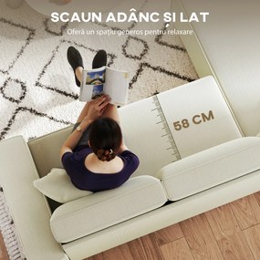 Canapea HOMCOM catifea crem, 3 locuri | Aosom Romania