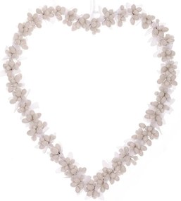 Inimă suspendată din boabe, 22 x 2 x 24 cm, albă