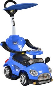 Masinuta copii si bebe NOVOKIDS™ Cartoon Car , cu melodii si sunete, maner de impins pentru parinti detasabil, copertina de protectie detasabila,