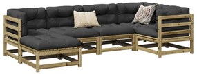 vidaXL Set canapele de grădină cu perne, 6 piese, lemn de pin tratat