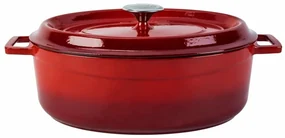 LAVA Metal Oală ovală din fontă roșie , 7 l,diametru 31 cm