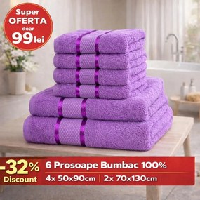 Set 6 Prosoape ROYAL Premium – 100% Bumbac Pieptănat, 550 g/mp, Ultra-Absorbante și Pufoase