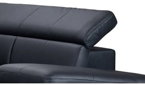 Canapea colțar extensibilă din piele SALERNO II, dreapta, neagră