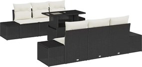 vidaXL Set de canapele pentru grădină cu pernă 7 pcs Negru și Crem