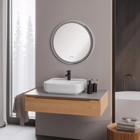 Brilagi-LED Oglindă încălzită, dimmabilă, cu iluminare LED, profil aluminiu PRO, 18W/230V, Ø 60 cm, IP44, crom lucios