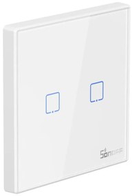 Telecomanda Wireless Sonoff T2EU2C-RF, 2 canale, RF, sticla securizata, alba