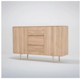 Comodă din lemn masiv de stejar cu 3 sertare Gazzda Fawn, lățime 180 cm