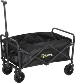 Outsunny Cărucior de Grădină Pliabil și Compact, Cărucior Multifuncțional cu Roți Universale și Mâner Reglabil pentru Sport, Camping, Cumpărături, Negru | Aosom Romania