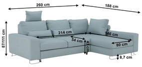 Canapea cu funcţie de ajustare a adâncimii scaunului, culoare mentă, material textil, dreapta, SATI