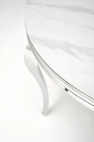 Masa rotunda Reginald marmura alba/argintiu ø120 cm
