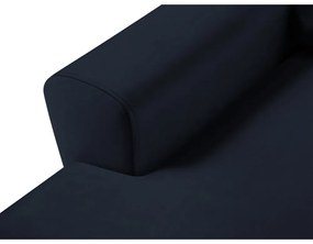 Colțar albastru închis extensibil, cu spațiu de depozitare cu tapițerie din catifea (cu colț pe partea stângă, cu șezlong) Kyoto – Cosmopolitan Design