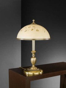 Veioza / Lampa de masa din alama cu sticla decorata design italian H-56cm 6208