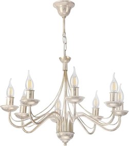 Candelabru suspendat pe lanț ANTON 8xE14/60W/230V, finisaj alb patinat