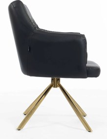 HR840 BAZĂ STEA Scaun Negru Piele Ecologica cu Bază Aurie