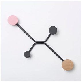 Cuier de perete cu detaliu roz Gazzda Hook, negru