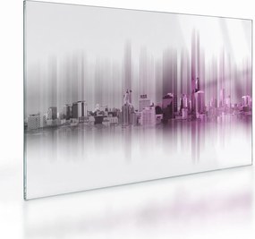 Tablou pe sticlă - Panorama orașului, roz-gri (70x50 cm)