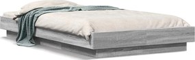 vidaXL Cadru de pat cu LED gri sonoma 75x190 cm lemn prelucrat