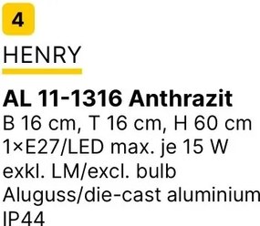 Stalp de exterior IP44 HENRY antracit H-60cm