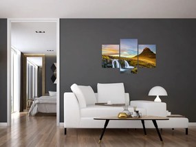 Tablou cu munții și cascade pe Islanda (90x60 cm)