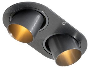Spoturi rotunde incastrate, metal gri-antracit, GU10, 35 mm, inclinabile, 2 lumini - Installa