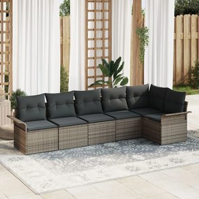 vidaXL Set de canapea de grădină cu 6 piese și perne – Ratan poly gri