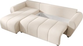 OFERTA Canapea extensibila reversibila in forma de L SEVIO 246x145 cm, crem + 2 perne GRATUITE Calitate II