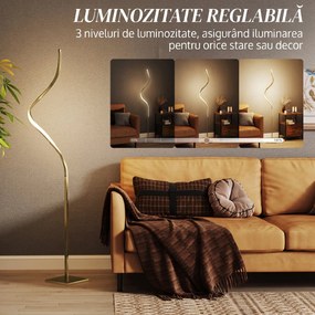 HOMCOM Lampă de Podea cu Lumini LED Reglabile și Întrerupător cu Pedală, 20,5x20,5x146 cm, Auriu | Aosom Romania