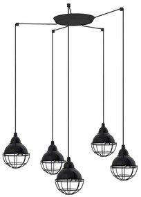 Lustra cu 5 Pendule design industrial Claire negru
