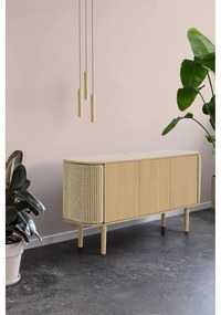 Comodă neagră/maro joasă cu aspect de lemn de stejar 150x75 cm Treasures – UMAGE