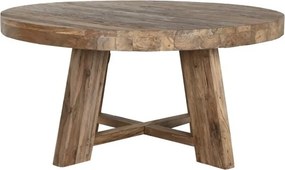 Masă dining rotundă din lemn de tec reciclat, natur, 6–8 locuri, cu patru picioare înclinate, 78 x 160 cm, „Grand Loft”