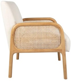 Scaun dining, off white, din lemn de cauciuc si textil, Fermin