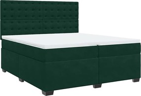 vidaXL Pat box spring cu saltea, verde închis, 200x200 cm, catifea