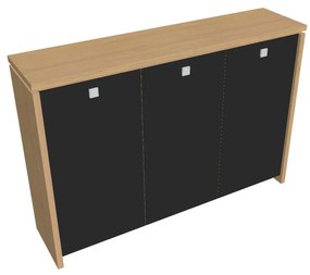 Dulap mediu pentru haine Verno 188 x 46 x 130 cm, uși de sticlă, stejar deschis / negru