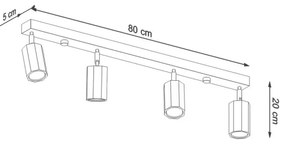 Spot ZEKE 4xGU10/40W/230V stejar Sollux SL.1031