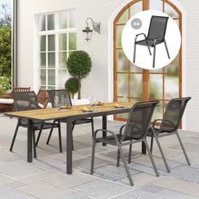 Outsunny Set de 4 Scaune Suprapozabile cu Spătar Înalt și șezut din Plasă, 54x71x93 cm, Negru | Aosom Romania