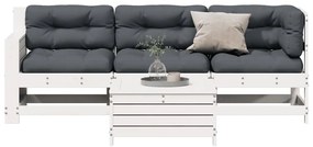 3250773 vidaXL Set mobilier de grădină cu perne, 4 piese alb lemn masiv de pin