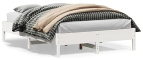 842695 vidaXL Cadru de pat, alb, 150x200 cm, lemn masiv de pin