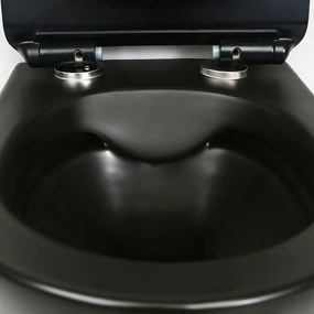 Toaletă Ride fără ramă, montată pe perete, neagră