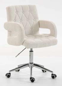 HR8404KW Scaun Crem Boucle cu Bază Aurie