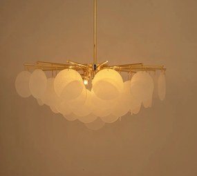 Lustra suspendata metal auriu si sticla SUONO 80