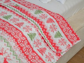 Cuvertura de pat alba CHRISTMAS JOY Dimensiune: 220 x 240 cm
