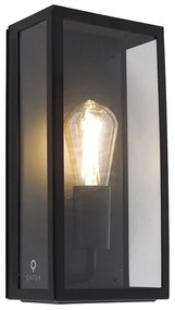 Aplică de perete exterioară industrială neagră IP44 cu sticlă - Rotterdam