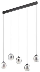 Redo 01-3490 - Lustră LED reglabilă pe cablu KHADI 5xLED/5,2W/230V negru/fumuriu