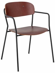 Scaun dining, maro, din placaj si metal, Piter