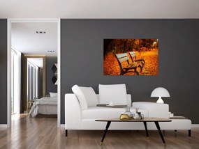 Tablou cu banca toamna (90x60 cm)