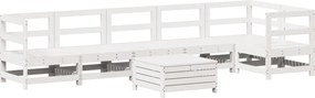 vidaXL Set canapea de grădină, 7 piese, alb, lemn masiv de pin