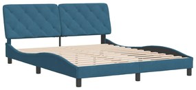 3207933 vidaXL Cadru de pat cu tăblie, albastru, 160x200 cm, catifea