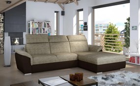 Canapea tapitata, extensibila, cu spatiu pentru depozitare, 272x100x216 cm, Trevisco R01, Eltap (Culoare: Bej Pepit / Maro inchis)