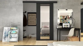 Uși culisante Robaso 70 IV (Negru) (cu oglindă). 1104689