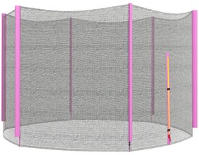 SPORTNOW Plasă Protecție Trambulină Rotundă 244cm cu 6 Stâlpi Drepti Rezistentă Negru/Roz | Aosom Romania